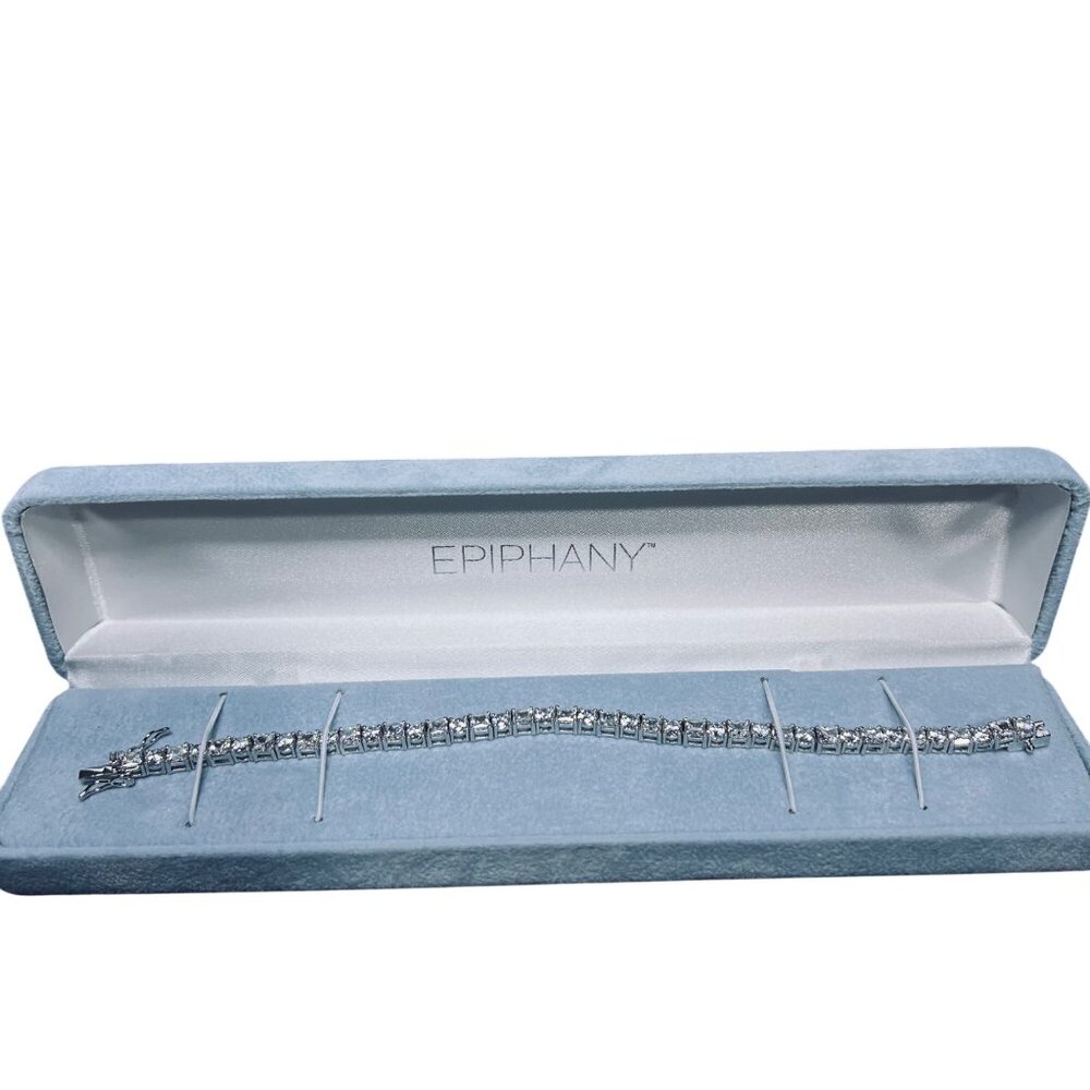 Epiphany Sterling Silver CZ Tennis Bracelet With Safety Latches (5925)